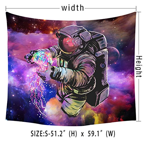 Astronaut Fantasy Space Tapestry Wall Hanging Trippy Galaxy Planet Wall Art