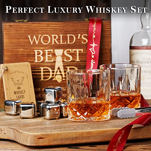 Birthday Gifts for Men,Fathers Day Unique Gifts for Him, Whiskey Stones Glasses Set,