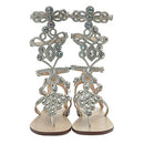 Women's Rhinestone Sandals Silver Gladiator Sandals Summer Flat Dress Sandals