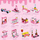 Girls Building Blocks Toys 553 Pieces Ice Cream Truck Set Toys for Girls 25 Models Pink