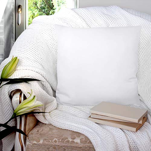 Throw Pillows Insert (Pack of 2, White) - 18 x 18 Inches Bed and Couch Pillows