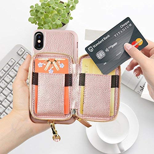 ZVE Wallet Case for Apple iPhone Xs and iPhone X, 5.8 inch, Leather Wallet Case