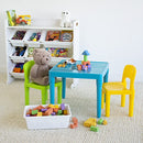 Aqua Table & Green/Yellow Kids Lightweight Plastic Table and 2 Chairs Set, Square, Toddler