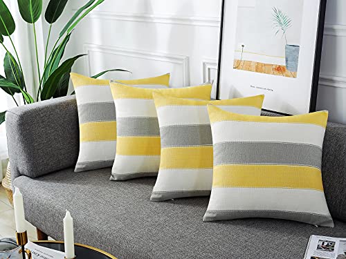 Pack of 2 Farmhouse Stripe Check Throw Pillow Covers Set