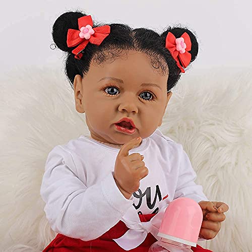 Lifelike Reborn Baby Dolls with Soft Body African American Realistic Girl Doll