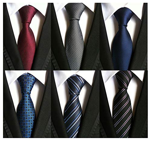 Men's Necktie Classic Silk Tie Woven Jacquard Neck Ties 6 PCS