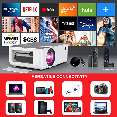 1080P HD Projector, WiFi Projector Bluetooth Projector, 230" Portable Movie Projector with Tripod