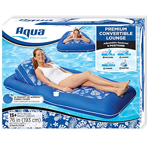 Aqua Premium Convertible Ultimate Pool Lounger, Inflatable Pool Float, Heavy Duty