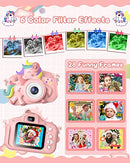 Kids Camera for 3-8 Years Old Toddlers Childrens Boys Girls Unicorn Selfie Camera 20.0
