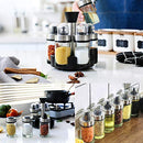 Oil and Vinegar Dispenser Set of 6 Bottles, Stainless Steel Salt and Pepper Holder