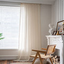 Bohemian Crochet Knitting Curtains Tassels 84 Inches Long,Rod Pocket Boho Cotton Lace Window Drapes