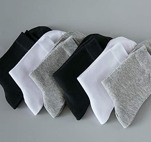 10 Pack Athletic Cotton Basic Crew Socks Autumn School Uniform Casual Sports,Plain Grey