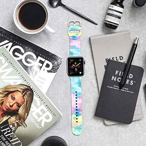 Sport Band Compatible with Apple Watch Floral Silicone Pattern Strap Band for iWatch