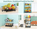 4 Tier Fruit Basket Stand with Lockable Wheels, 4 Wire Basket for Fruit Vegetable Pantry