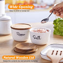 Salt and Pepper Bowls, 10 oz Salt Cellar with Lid, Stacked Ceramic Container, Salt Box