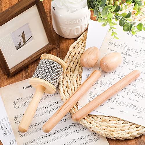 5 Pcs Wooden Hand Percussion Instrument Set Mini Wooden Cabasa