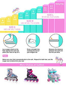 Sulifeel Rainbow Unicorn 4 Size Adjustable Light up Roller Skates for Girls Boys for Kids