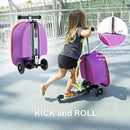 3-D Hardshell Ride On Suitcase Scooter for Kids - Cute Lightweight Kids Carry-On Luggage