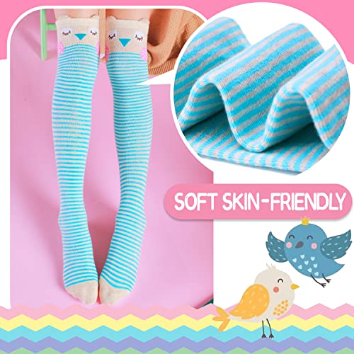 Kids Girls Knee High Socks Long Boot Crazy Silly Fun Gift Cute Tall Animal Socks for Child 6 Pairs