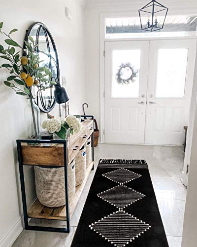 Kitchen Rugs,2'x4' Black Geometric Sink Runner Rug