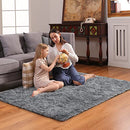 Grey Rugs for Bedroom, Fluffy Shag Fuzzy Soft Carpet, 4 x 5.3 Feet