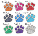 Personalized Dog Tags and Cat Tags, Custom Engraved Cute Glitter Paw Pet Tag (Pink)