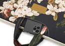 Black Peony Patten Waterproof Laptop Shoulder Messenger Bag Case
