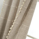 1 Pair Cotton Linen Boho Curtains with Tassel, Farmhouse Curtains