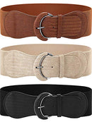 SATINIOR 3 Pieces Wide Women Waist Belt Stretchy Cinch Belt Leather Elastic Belt