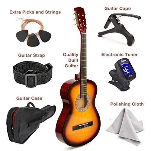 38" Wood Guitar With Case and Accessories for Kids/Boys/Girls/Teens/Beginners