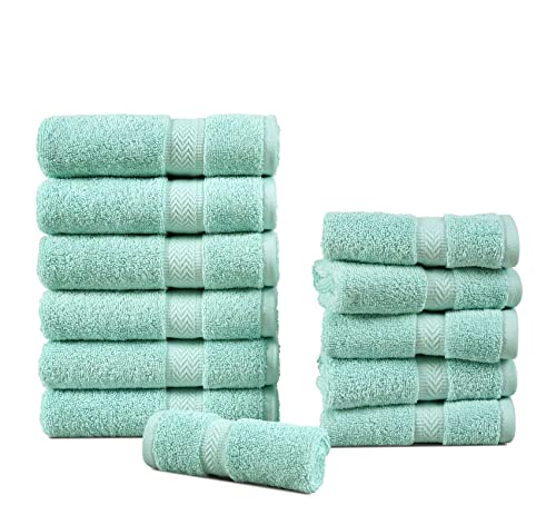 Bath Towels Set, 12 Pack Towels Set, 6 Hand Towels, 6 Washcloths, Durable Hand Towels