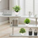 3Pack Mini Fake Plants in Pots,Artificial Plastic Eucalyptus Plants,Wheat Grass
