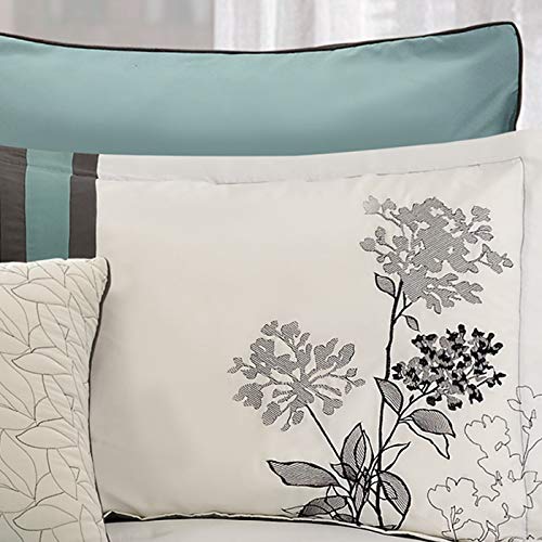 8-Piece Comforter Set, King, Tolbert & Emilie - Blue/Gray/Ivory