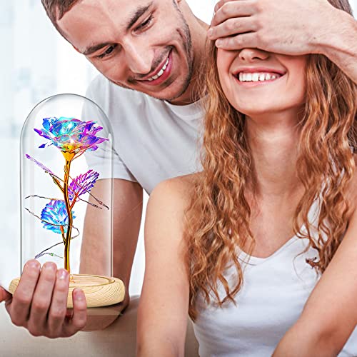 Valentines Flowers Roses Gifts for Women Girlfriend Wife ,Galaxy Glass Rose in A Glass