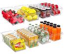 Refrigerator Organizer Bins, 8 Pack Clear Plastic Food Organizers with Handles