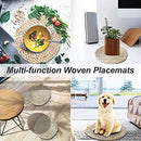 6 Pack Woven Placemats,Round Corn Husk Weave Placemat Braided Rattan Tablemats