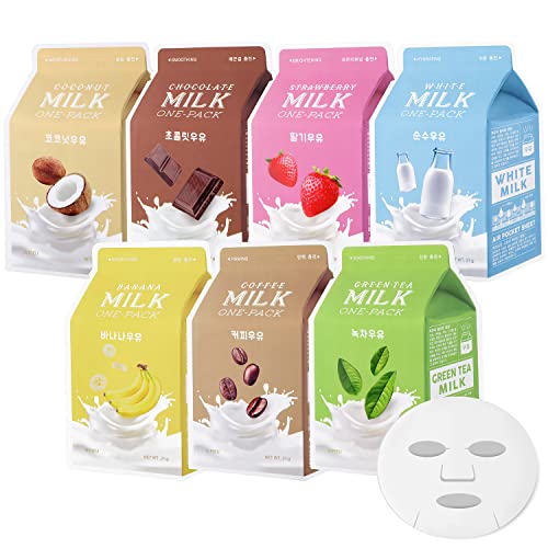 Milk Sheet Mask (7 flavors in 1 pack) with Milk Essence - Korean skincare