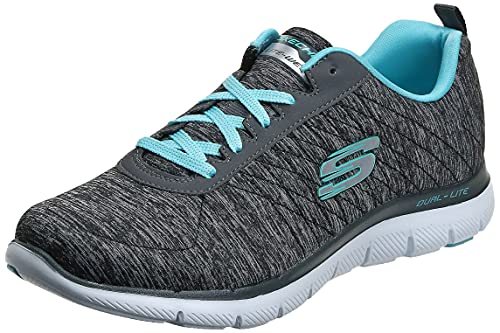 Skechers Women's Flex Appeal 2.0 Fashion Sneaker, black light blue