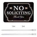 No Soliciting Sign for House,Yard Sign, 11.8" x 7.9", 14" Long Metal Stakes Included