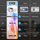 5G WiFi Projector with Bluetooth 5.1, 9000Lumens HD Movie Projector, 1080P