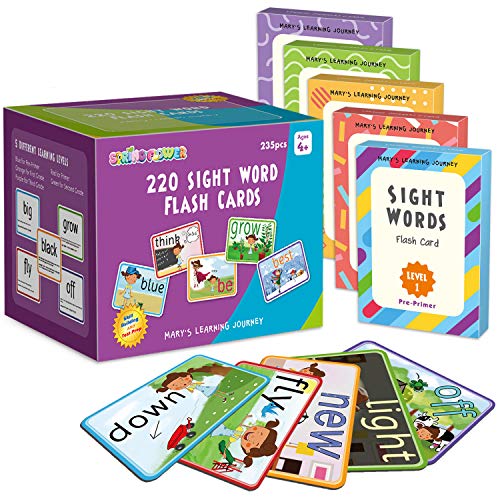 Sight Words Flash Cards with Pictures,Motions&Sentences, 220 Dolch Sight Words