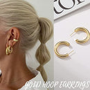 Gold Hoop Earrings Set for Women, 14K Gold Plated Lightweight Hypoallergenic