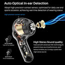 Hybrid Active Noise Cancelling Wireless Earbuds, in-Ear Detection Headphones