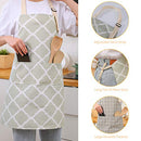 2 Pieces Cotton Linen Waterproof Bib Kitchen Apron with Pockets
