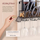 Wall Mounted Wine Rack - Bottle & Glass Holder - Cork Storage Store