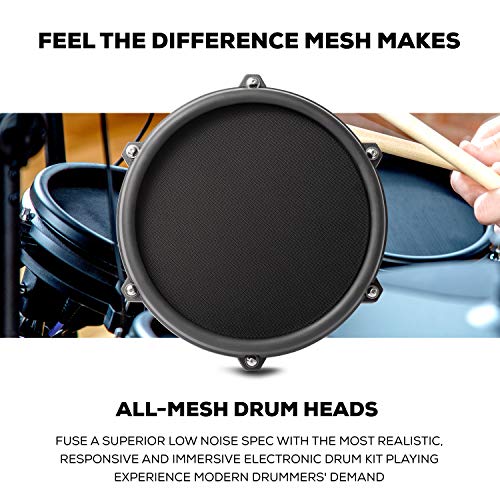 Electric Drum Set with USB MIDI Connectivity, Mesh Drum Pads, Kick Pedal