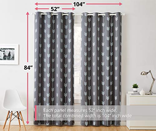 Arrow Printed Blackout Room Darkening Thermal Grommet Window Curtain Drape Panels