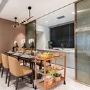 3-Tier Bamboo Kitchen Serving Cart Rolling Utility Storage Organizer Kitchen Trolley