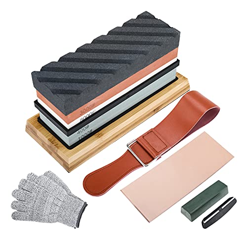 HighFree Complete Knife Sharpening Stone Kit – 400/1000 and 3000/8000 Grit Whetstone Set