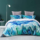 Aqua Blue Duvet Cover Set Queen Size,3 Pcs Soft Cooling Aesthetic Duvet Cover